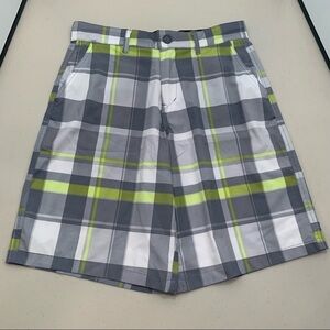 OP Shorts Adult Size 30 Gray Plaid OPFlex 4 Way Stretch Flat Front Men